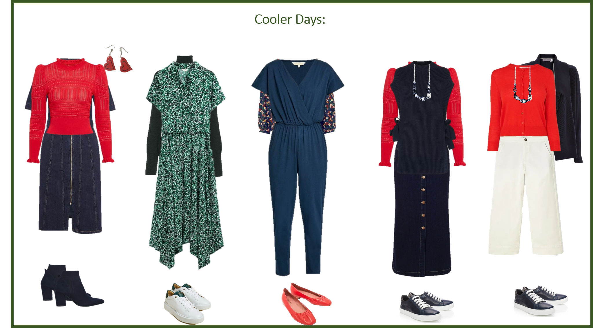 14-piece Capsule Wardrobe = 1 month’s worth of outfits for those with Light or Deep colouring